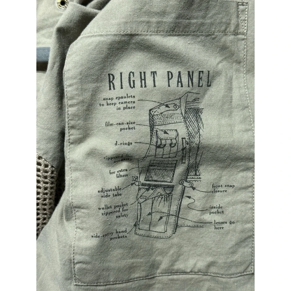 Vintage Banana Republic Safari Vest XL Khaki Fishing Hunting Multi Pocket Mesh